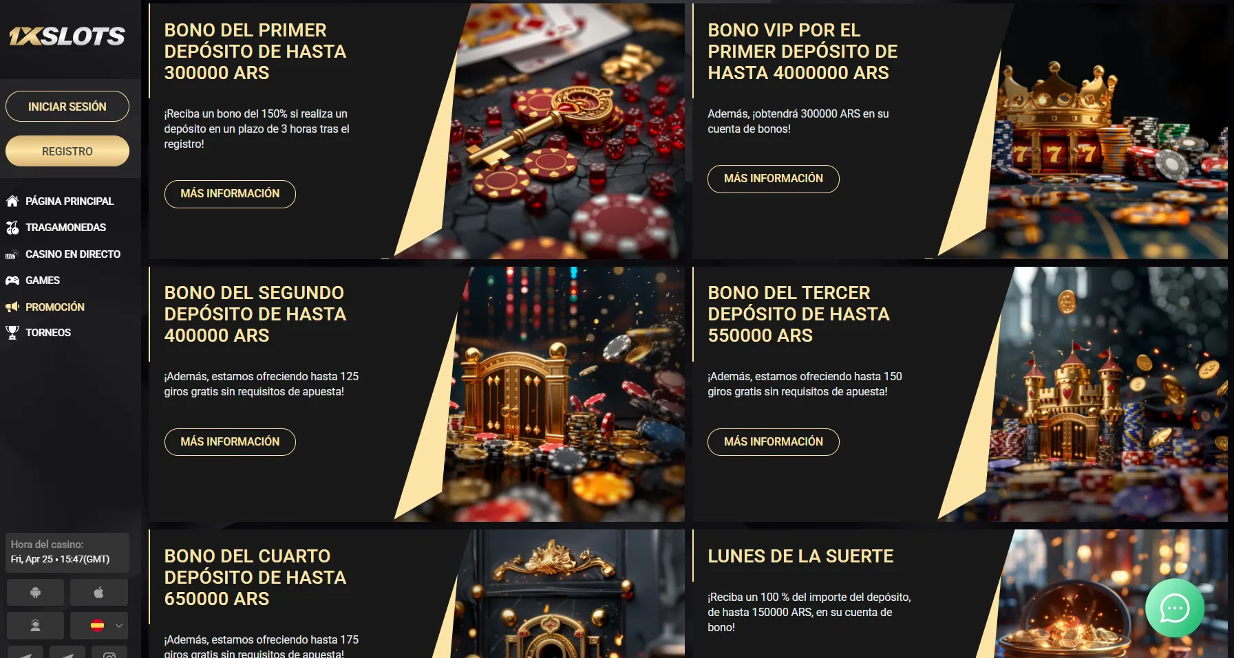 1xslots código promocional