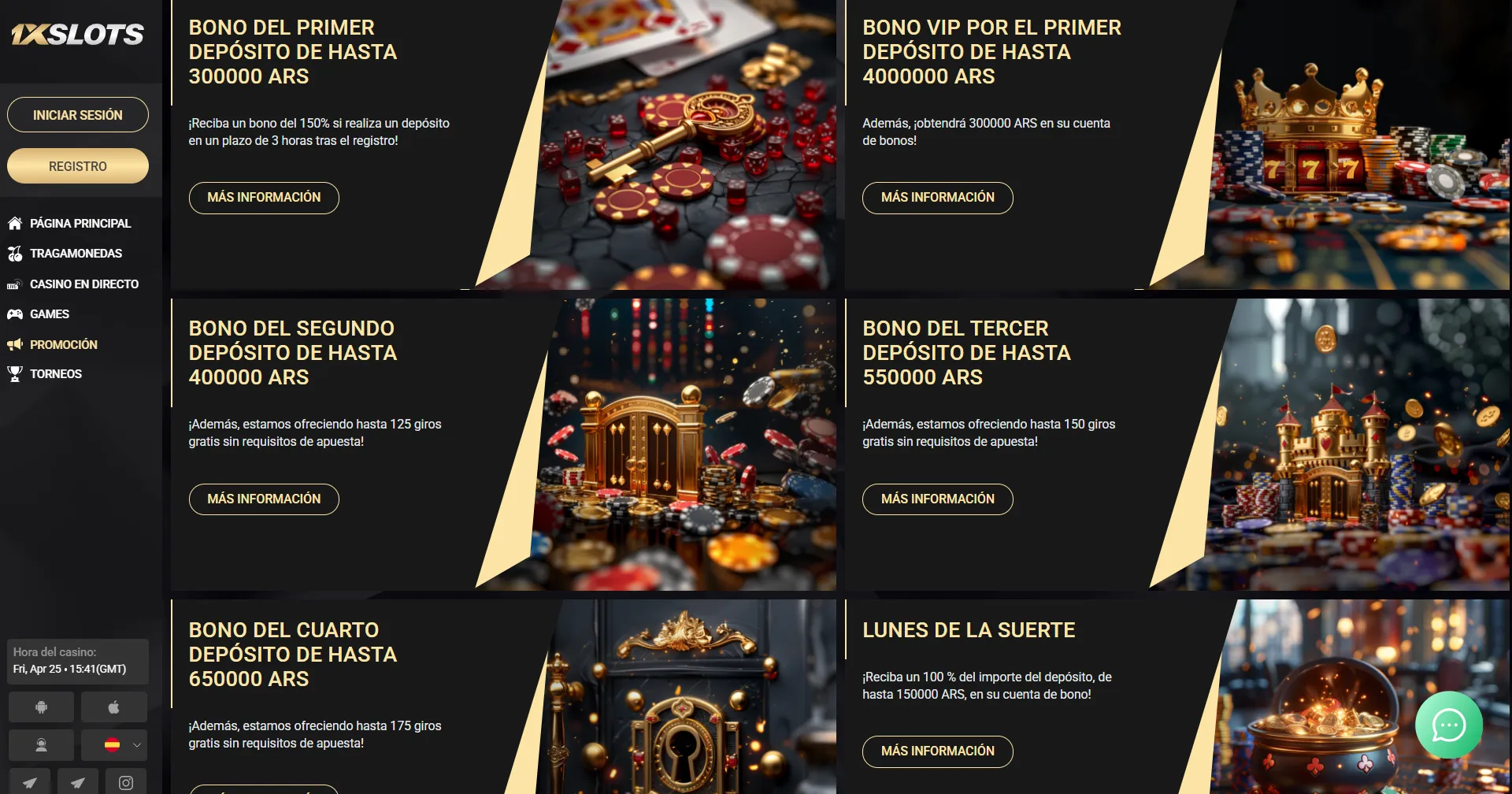 Bonos en 1xslots casino