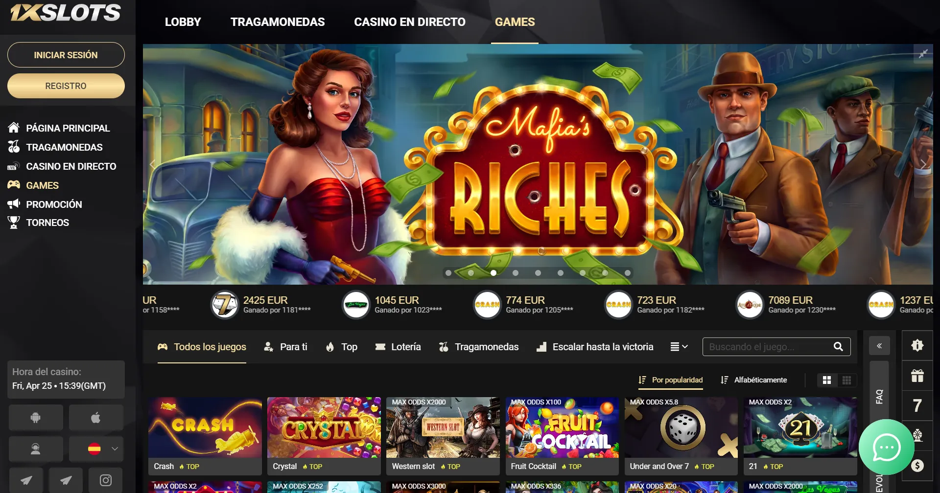 Acceso a 1xslots